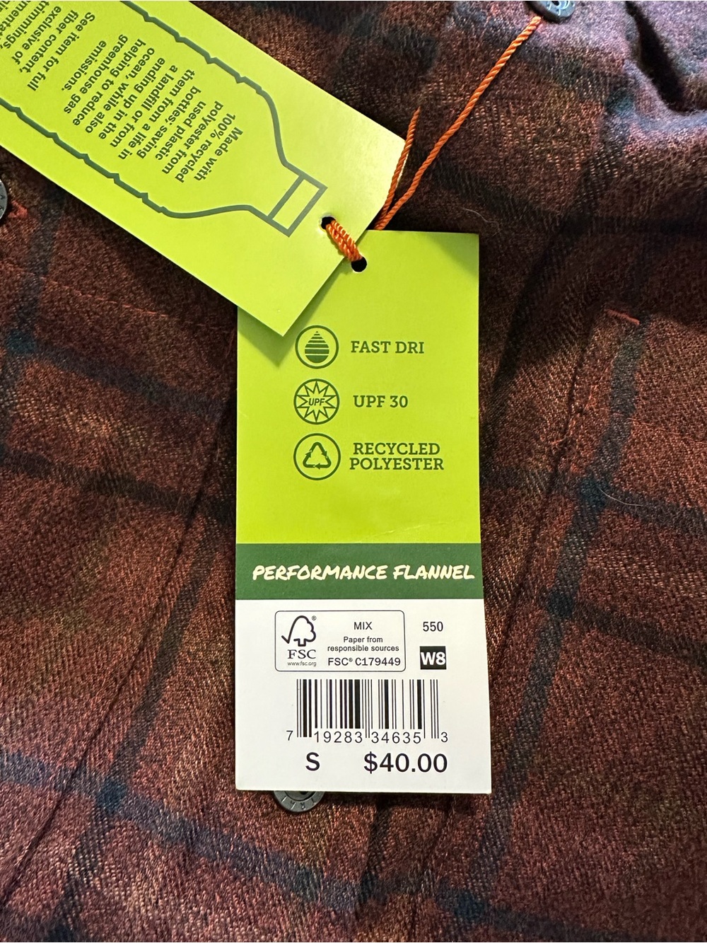 NWT Lake & Trail Men's Performance Plaid Flannel Shirt Size Small - Picture 5 of 5
